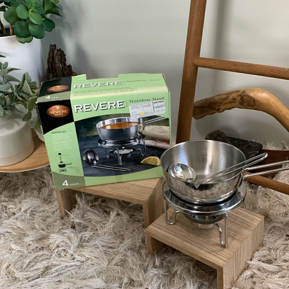 Vintage 3 Piece Revere‎ Ware Stainless Steel Warmer Set-Tea Light Not Included
